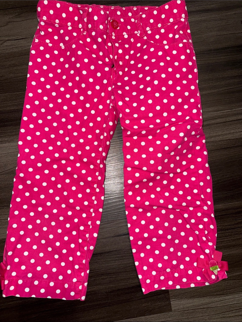 Girls Hot Pink Polka Dot  Pants